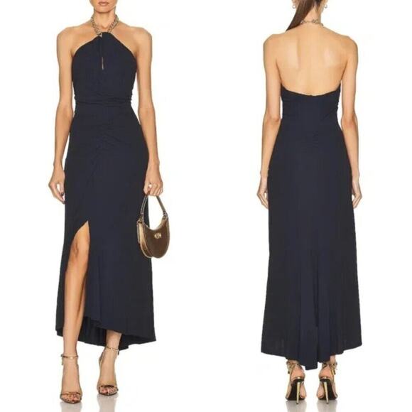 Veronica Beard Dresses & Skirts - Veronica Beard Reze Gold Chain Halter Maxi Ink M
